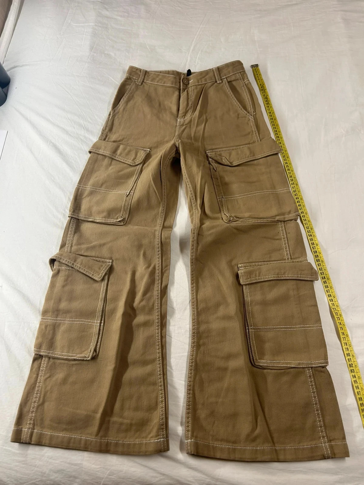 Brown beige wide leg divided h&m pants – photo 2